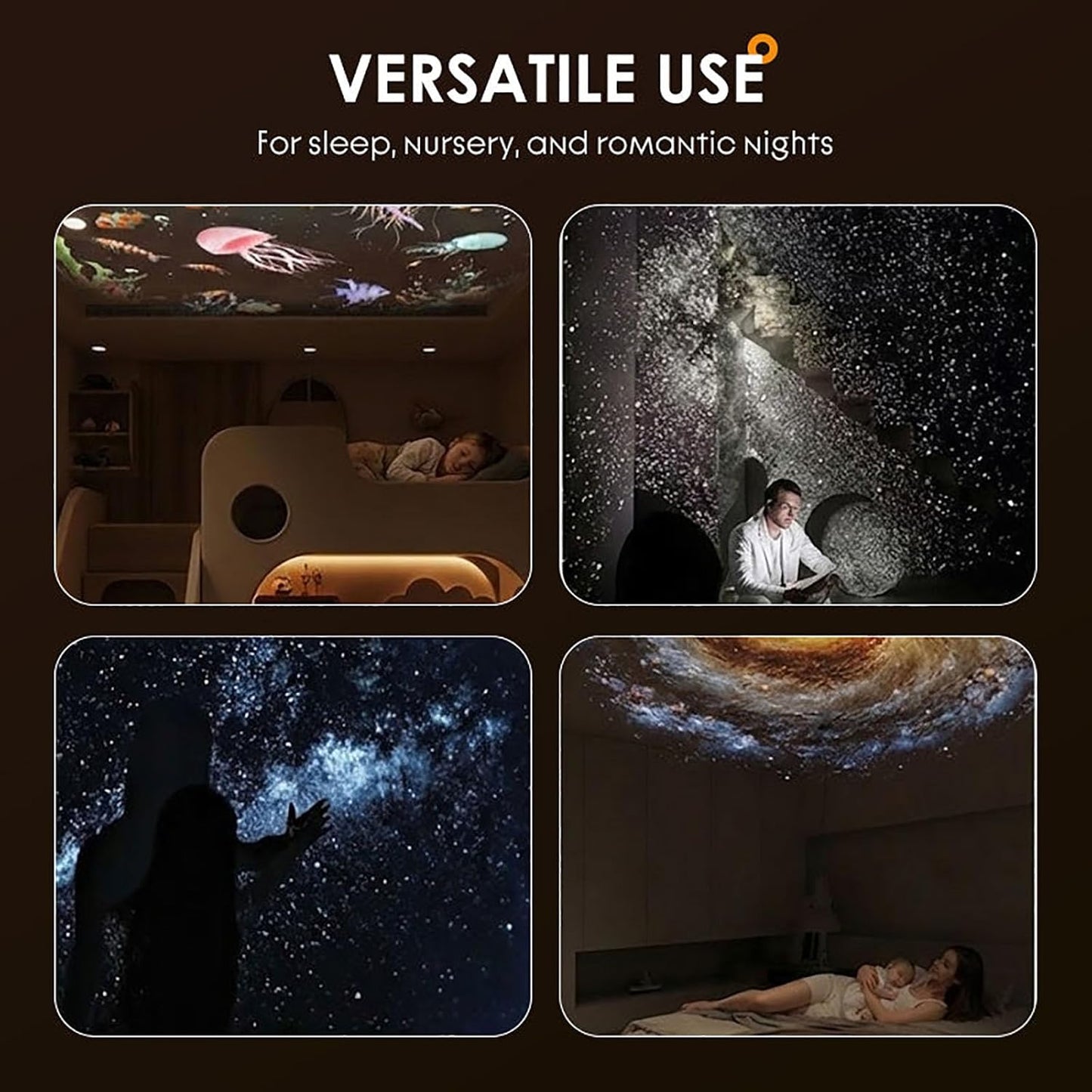 2-in-1 Galaxy Projector with Starry Sky Design and Night Light