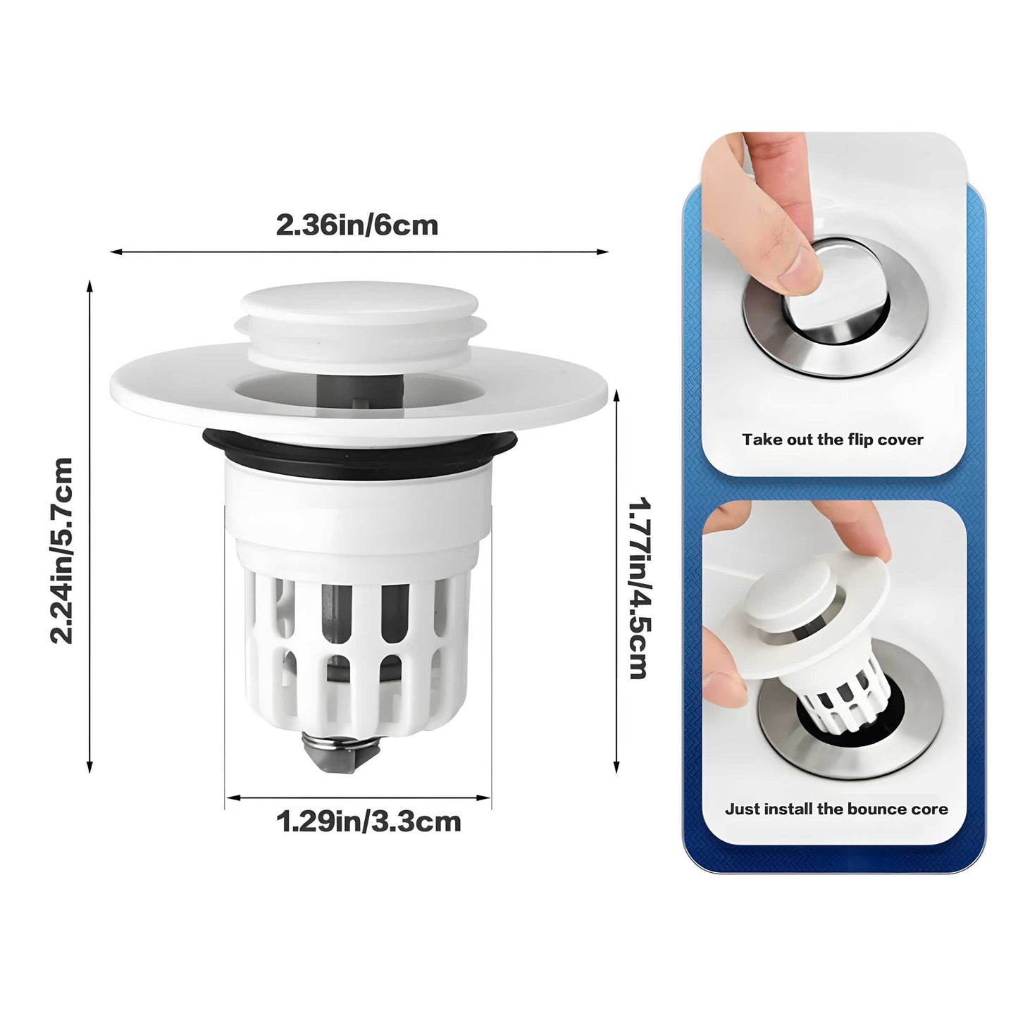 Bathroom Sink Plug Pop-Up Drain Filter