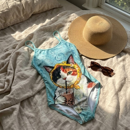 Bubble Tea Lover Cat Swimsuit