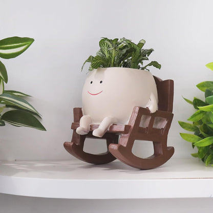 Smiley Face Rocking Chair Flower Pots