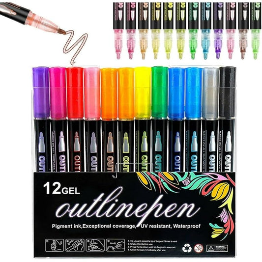 12 Colors Outline Marker Pens