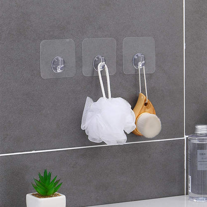 12 Pack Clear Self Adhesive Hooks Transparent Sticky Towel Hook Wall Hangers