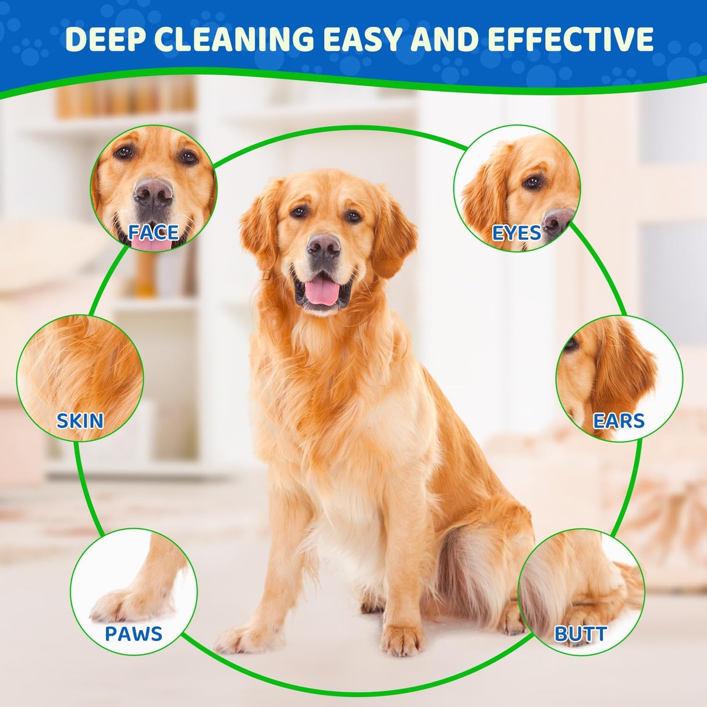 Pet Glove Wipes for Dogs and Cats Daily Care and Travel 48Pcs