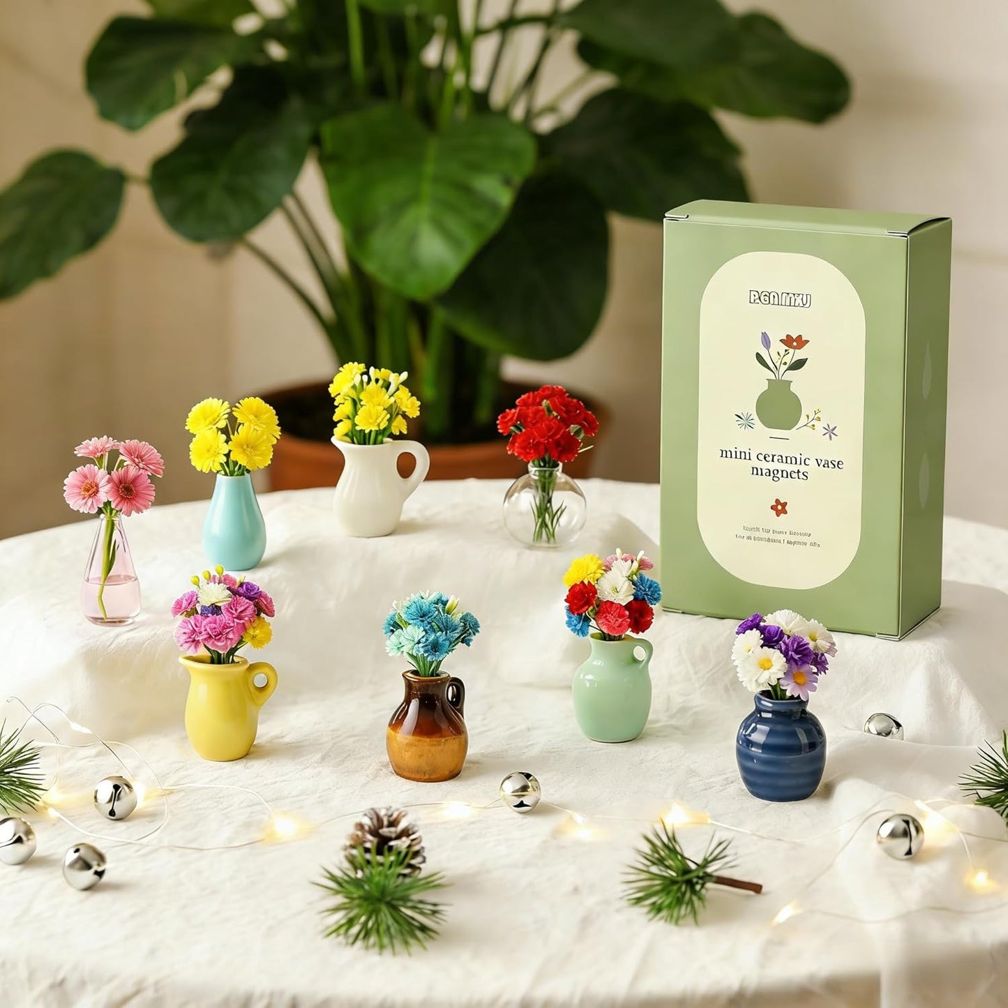 Cute Mini Ceramic Vase Fridge Magnets set