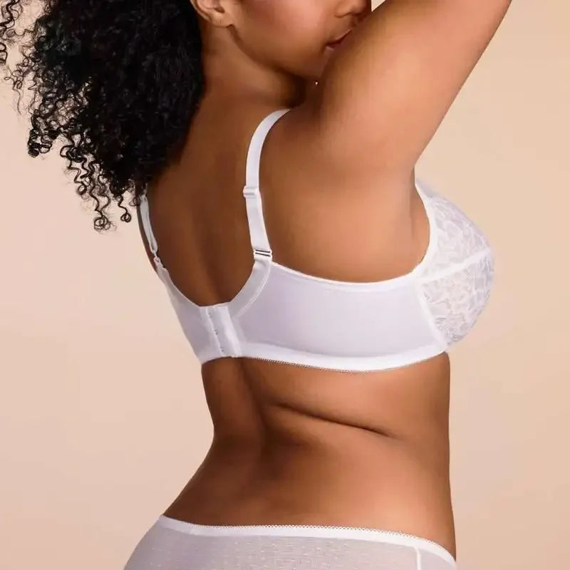 Floral Lace Plus Size Underwire Minimizer Bra