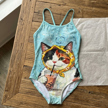 Bubble Tea Lover Cat Swimsuit